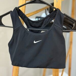 Nike Black Athletic Sports Bra with White Swoosh